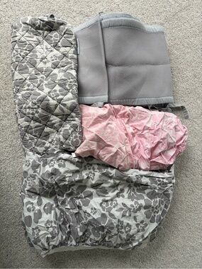 Land of Nod Baby Crib bedding Gray & Pink Floral Set - 5 piece set